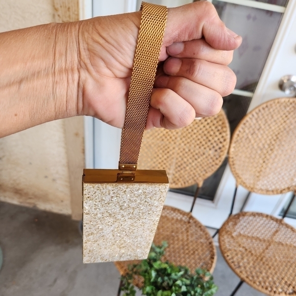 1950s Vintage CONFETTI Lucite COMPACT Carry Triple Vanity Case Clutch - Picture 3 of 16